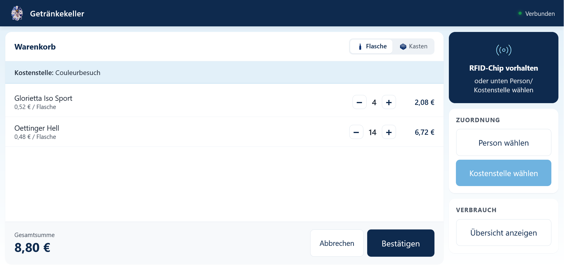 Kiosk-Terminal mit Warenkorb
